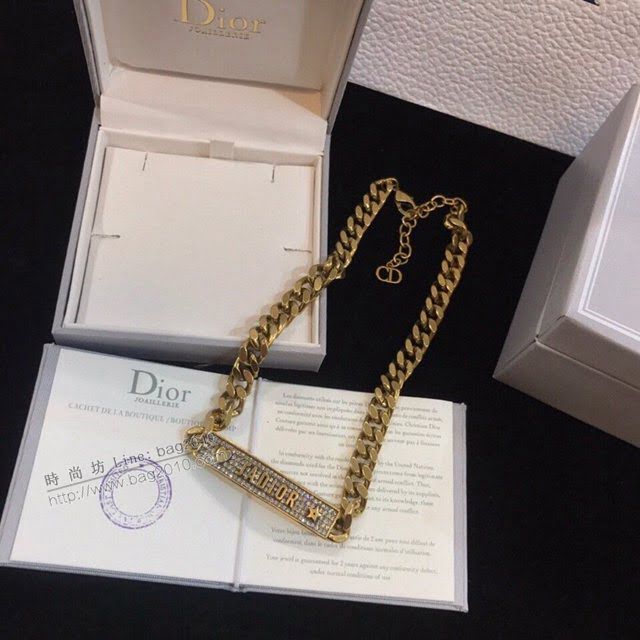 Dior飾品 迪奧經典熱銷款項鏈 復古金色粗項鏈  zgd1112